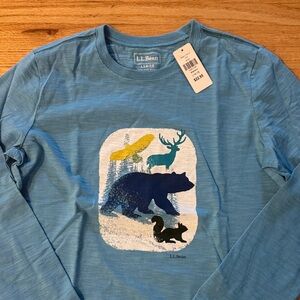 L.L. Bean Blue Wildlife Graphic Tee